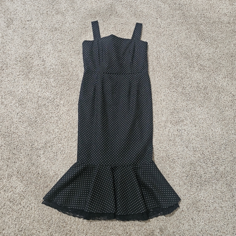 Dolce & Gabbana Sleeveless Midi Elegant Black Polka Dot Dress Size 46IT/US10-12 - Picture 3 of 16
